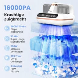 MrGoods Huisstofmijt Stofzuiger - Tapijt Reiniger - Bank & Matras Reiniger - HEPA Filter - Draadloos - Bed Reiniger Stofzuiger - Bacterie, Mijt & Schimmel Bestrijder - Zonder Zak — thumbnail 4