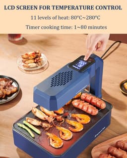 Namajunas - Elektrische Barbecue - Grillplaat - electrische bbq - Tafel Grill - Grill apparaat - Tepanyaki bakplaat - Afwasmachinebestendig - Uitscheidbaar anti-aanbak BBQ-plate - voor tuin kamperen koken binnen buiten - Intelligente aanraakschermmod — thumbnail 4