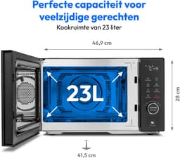 MEDION magnetron met grill en convectie (23 liter, 900 watt, 1000 watt grill, 1680 watt convectiefunctie, 11 automatische programma's, 5 vermogensstanden, ontdooifunctie, roestvrij staal, MD12031) zwa — thumbnail 2