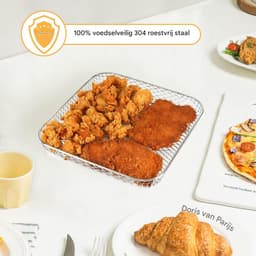 Vierkante Drie-laags Stapelbare Airfryer Rack - 304 RVS Kookrack - Capaciteit Uitbreiden - Gelijkmatig Verwarmen — thumbnail 3