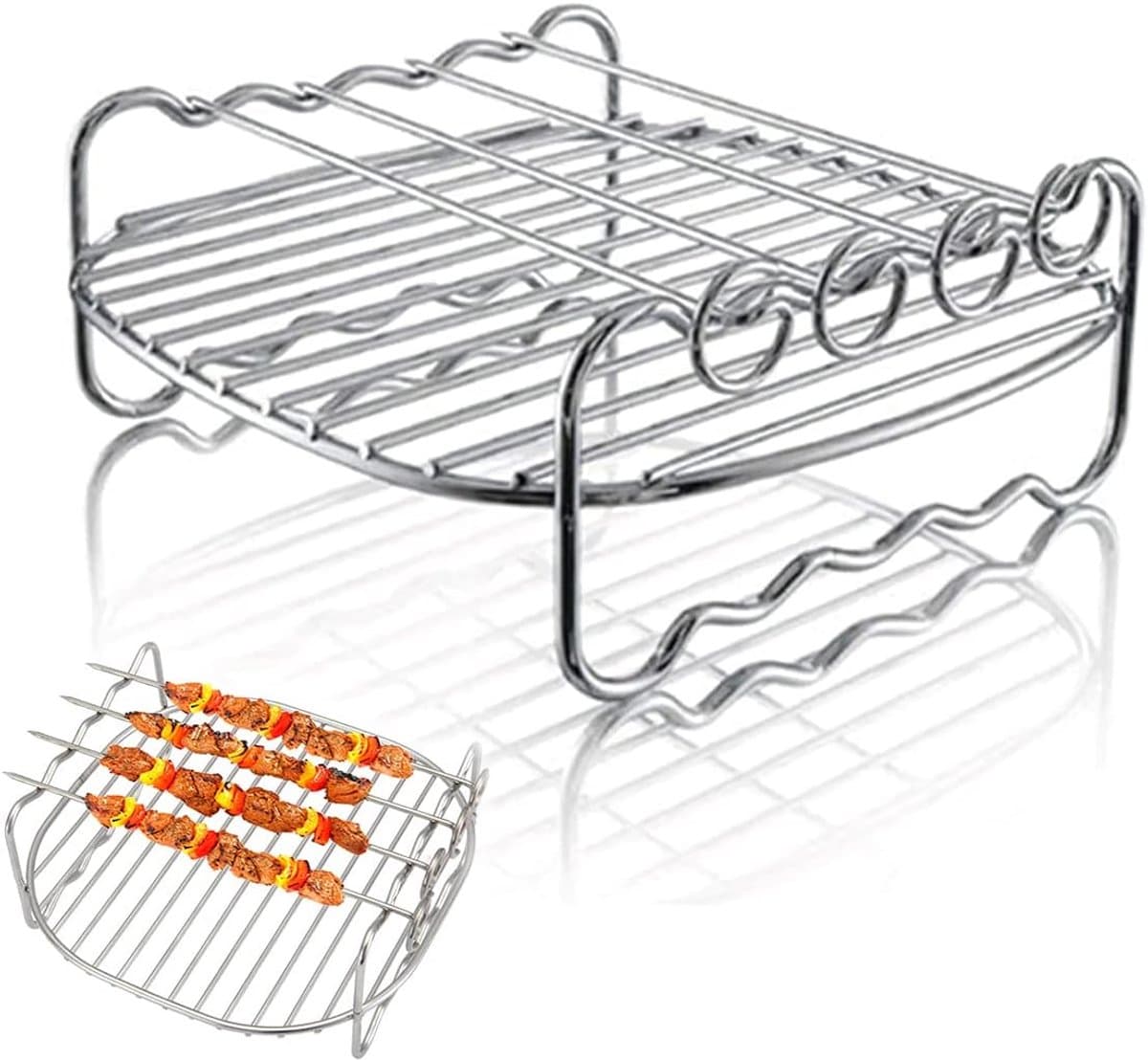 Skewer Rack voor Airfryer - Dubbellaags Roestvrij Staal Accessoire — afbeelding 1