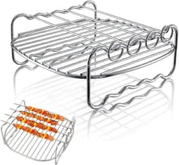 Skewer Rack voor Airfryer - Dubbellaags Roestvrij Staal Accessoire — thumbnail 1