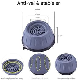 EXCITAT 4 stuks wasmachine voetjes - Met rubberen pads - Schokbestendig - Geschikt voor drogers, koelkasten, bureaus en nachtkastjes — thumbnail 4