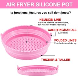 2 Air Fryer Siliconen potten, grote maten, opvouwbare luchtfriteuse accessoires, anti-aanbaklaag, universele airfryer, basket, voor oven, magnetron, cakevorm, stoompan — thumbnail 5