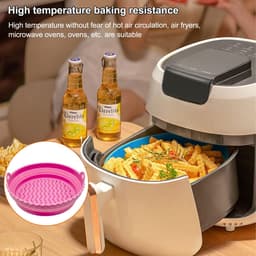 2 Air Fryer Siliconen potten, grote maten, opvouwbare luchtfriteuse accessoires, anti-aanbaklaag, universele airfryer, basket, voor oven, magnetron, cakevorm, stoompan — thumbnail 3