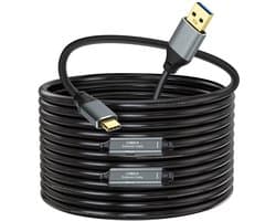 NÖRDIC USB A naar USB C kabel - USB 3.0 - 5Gbps - Geschikt voor Laptop, docking station, VR, Camera, Xbox en SSD - 15m