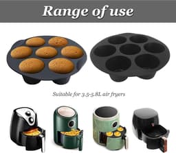 Siliconen Bakvorm - 7 Cups Non-stick Bakvormpjes - 20 Cm - Herbruikbaar, Bpa-Vrij - Bakaccessoire - Airfryer Siliconen Cupcake Bakvorm - Siliconen Muffin Bakvormen - Geschikt Voor Het Bakken Van Cupcakes, Brownies, Chocolade - Zwart — thumbnail 5