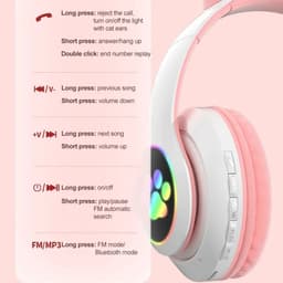 Je Huis Kinder Bluetooth Hoofdtelefoon Kattenoortjes LED Flitslamp Draadloos Stereo Met Microfoon TF-kaart Ondersteuning Opvouwbaar Verjaardagscadeau — thumbnail 2