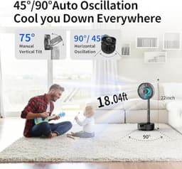 Draagbare oplaadbare ventilator met 20000mAh batterij, 8 snelheden, oscillatie en afstandsbediening — thumbnail 2