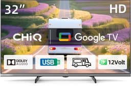 CHiQ L32M9PD - Portable TV 32 Inch - Draadloze 12 Volt TV - USB-C power - Ideaal voor caravans, campers - Metalen Randloos - Inclusief powerbank - 2025 Nieuw — thumbnail 1