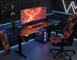 VDD Gaming - Bureau - Game Desk - Zit Sta Bureau - Elektrisch in Hoogte Verstelbaar - Zit-sta Bureau - Game Bureau - Gaming Desk - Computer Tafel - 160 x 75 cm - Zwart - Maximale hoogte 120 cm — thumbnail 2
