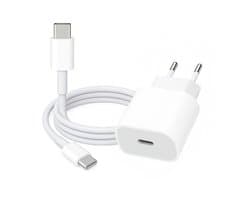 Snellader USB-C 2M - Kabel met Adapter 20W - Compatibel als Oplader - Geschikt voor IOS en Android toestellen