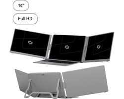 Screenmate® OneCable Portable Monitor 14” - Draagbare Monitor met Beschermhoes - Extra Scherm Laptop - Draagbaar Beeldscherm - Grijs