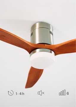 CREATE - Plafondventilator 40W silent 100% hout (Ø132cm) (ruimtes 10m²-25m²) - Nikkel / Donker hout - Met licht - WIFI + Afstandsbediening - WIND CALM NATURAL WOOD — thumbnail 3