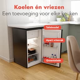 KitchenBrothers Koelkast - 88L Koelvak - 14L Vriesvak - Koelvriescombinatie - IJskast - Frigo - Vrijstaand - Zwart — thumbnail 3