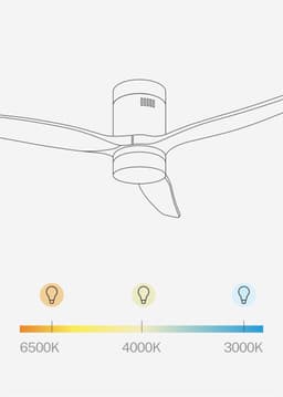 CREATE - Plafondventilator 40W silent 100% hout (Ø132cm) (ruimtes 10m²-25m²) - Zwart - Met licht - Afstandsbediening - WIND CALM NATURAL WOOD — thumbnail 2