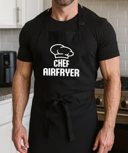 Keukenschort Chef Airfryer | Zwart | Dames/Heren | Verstelbaar | Cadeau-idee | BBQ | Verjaardag | Jubileum | Verrassing | Grapje — thumbnail 3