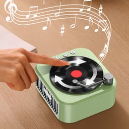 Crrynuo - Bluetooth Speaker - Draadloze Speaker - Retro Platenspeler Speaker - 1 Stuk - 800mAh Batterij - Multi-Spelmodi - Groen — thumbnail 5
