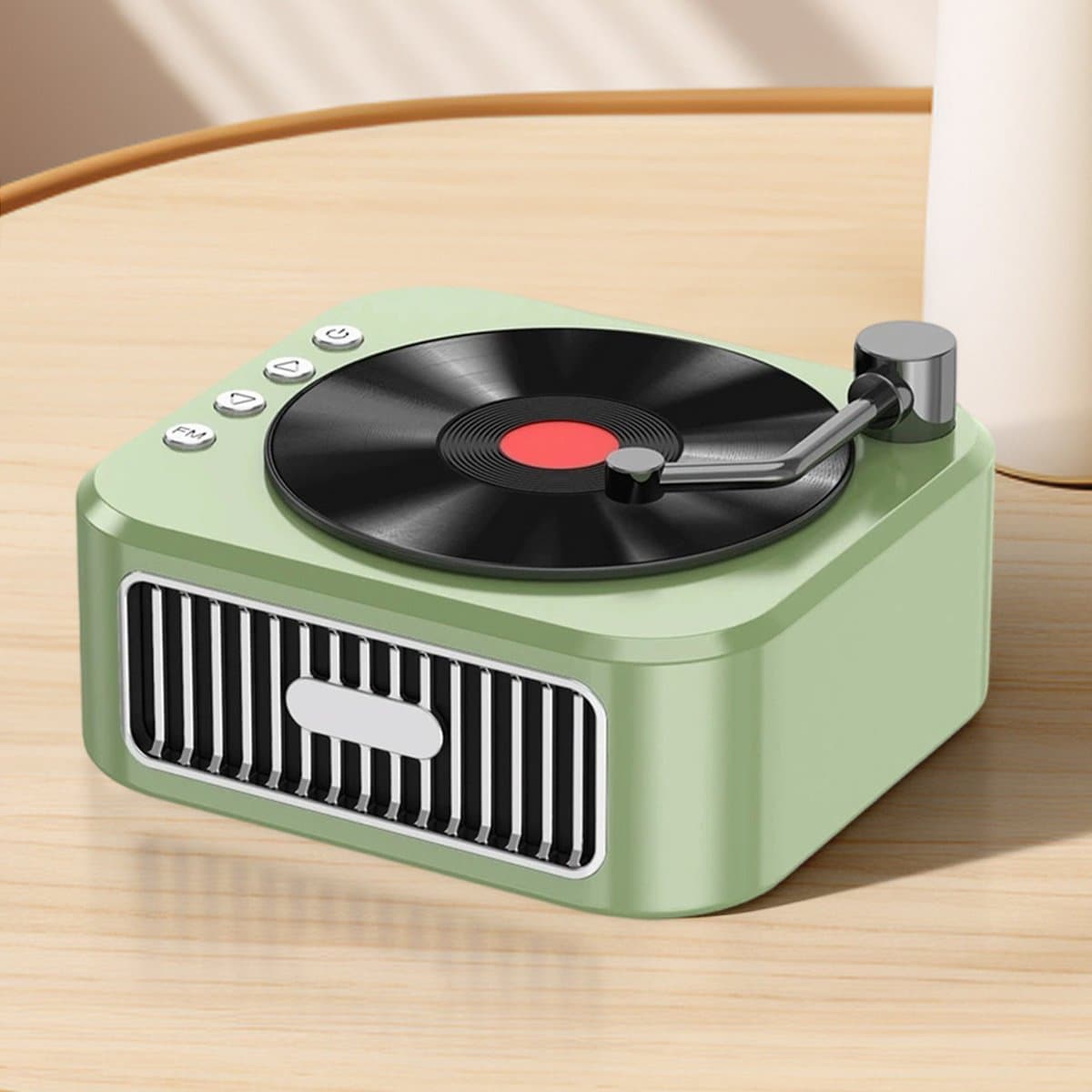 Crrynuo - Bluetooth Speaker - Draadloze Speaker - Retro Platenspeler Speaker - 1 Stuk - 800mAh Batterij - Multi-Spelmodi - Groen — afbeelding 1