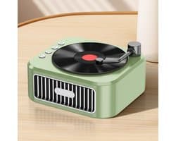 Crrynuo - Bluetooth Speaker - Draadloze Speaker - Retro Platenspeler Speaker - 1 Stuk - 800mAh Batterij - Multi-Spelmodi - Groen