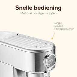 KitchenLove Pistonmachine - RVS Espressomachine - 20 Bar - Handmatig - Met Stoompijpje — thumbnail 5