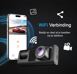 Tech Essentials S1-Wifi Dashcam - 720P - SD Kaart 64GB - Met Achteruitrijcamera - USB-C - Voor Auto Camera - Voor En Achter - Nachtzicht — thumbnail 3