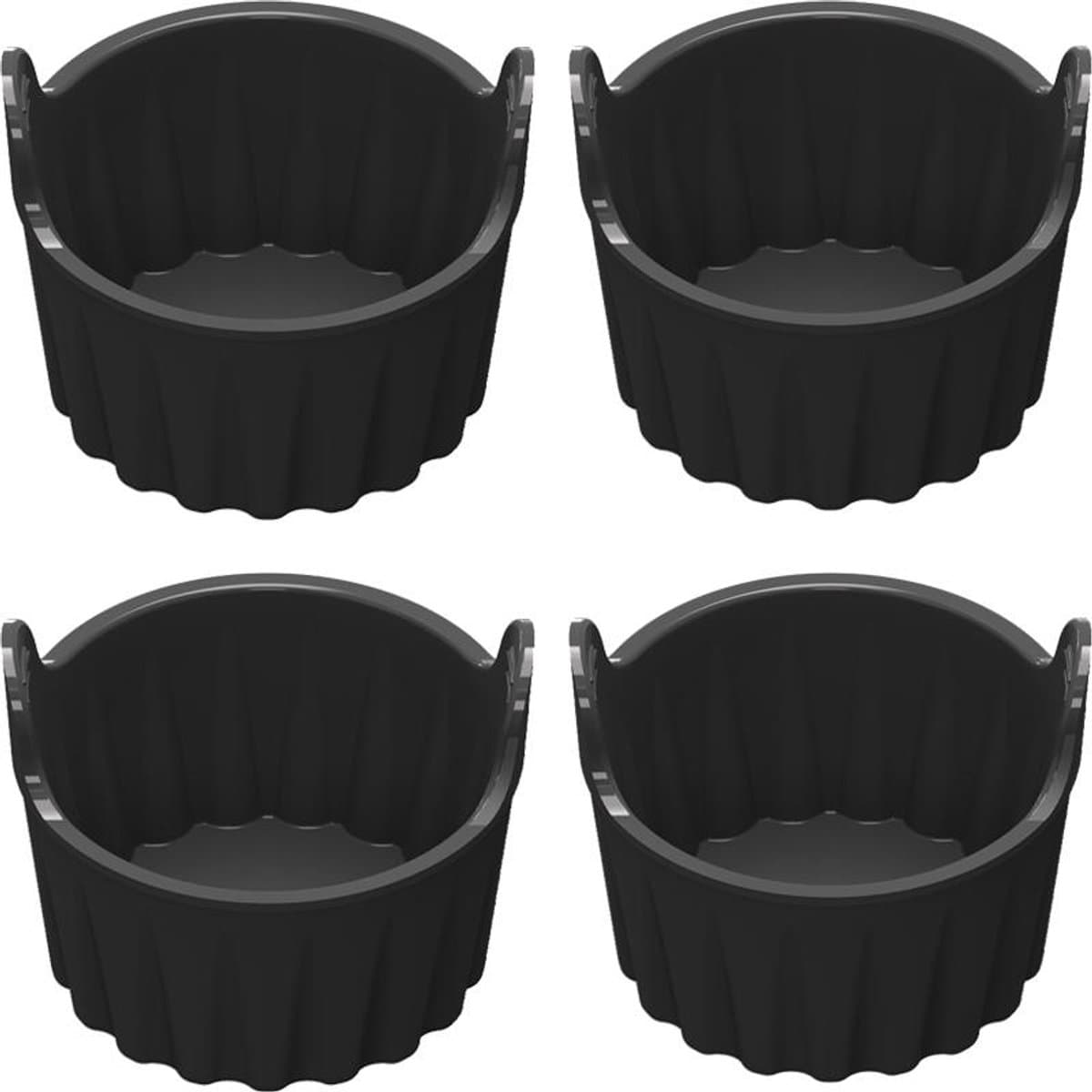 4 stuks luchtkoker silicone bakkerij multifunctionele gemakkelijk te reinigen bakken dessert luchtkoker kleine bakkerij bakken muffins bakken gereedschap - zwart — afbeelding 1