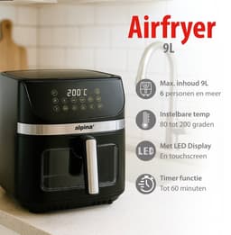 Alpina 9L 1800W Airfryer - Extra Grote Capaciteit - Digitale Timer en Temperatuurregeling - Snelle Luchtcirculatie — thumbnail 2
