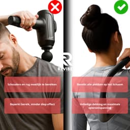 Revibe Massage Gun – Massage Apparaat Voor Moeilijk Bereikbare Plekken – J-vorm – Professioneel Massageapparaat – 9 Standen – Slimme Drukherkenning – Voor rug, nek, schouders en benen — thumbnail 4