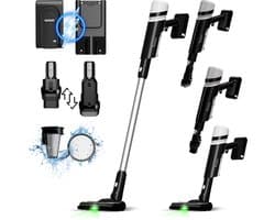 TurboTronic AIV6 Steelstofzuiger met kruimeldief zonder zak - Draadloos - Hoge zuigkracht - HEPA - lichtgewicht - 2 Snelheden - Geschikt voor harde en zachte vloeren - Zwart-Wit