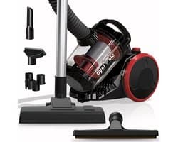 TurboTronic CV07 Stofzuiger zonder zak - Compact Design - Hoge Zuigkracht - Zakloze Stofzuiger - Zwart/Rood