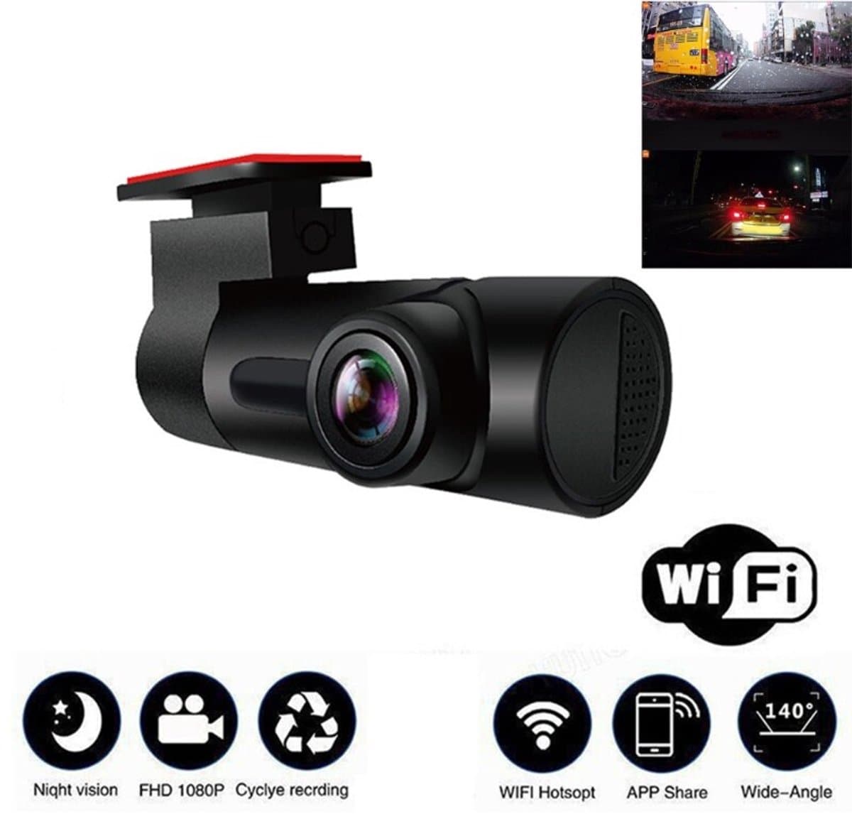 Auto DVR Achteruitrijcamera Parkeerbewaking Recorder G-sensor 140° Groothoek — afbeelding 1