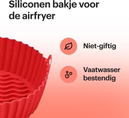HipWare - Airfryer Siliconen mandje - Antiaanbaklaag - Vaatwasserbestendig - Rond - Rood — thumbnail 2