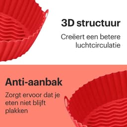 HipWare - Airfryer Siliconen mandje - Antiaanbaklaag - Vaatwasserbestendig - Rond - Rood — thumbnail 5