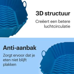 HipWare - Airfryer Siliconen mandje - Antiaanbaklaag - Vaatwasserbestendig - Vierkant - Blauw — thumbnail 5