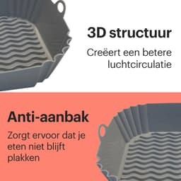 HipWare - Airfryer Siliconen mandje - Antiaanbaklaag - Vaatwasserbestendig - Vierkant - Grijs — thumbnail 7