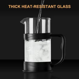 French Press Koffiezetter 350 ml – RVS Filter & Hittebestendig Glas – Cold Brew & Heet Koffie – Reizen & Thuis (Zwart) — thumbnail 2