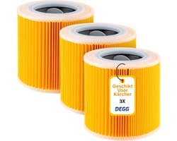 DEGG® – 3x Patroonfilter met Sluitschroeven – Geschikt voor Kärcher WD1, WD2, WD3 & A-Series – Nat/Droog Stofzuiger Filter – Ideaal tegen Fijnstof & Geuren – Premium Cartridgefilters