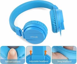 iPad Koptelefoon Kinderen - Hoofdtelefoon Kids Verstelbaar - On-Ear Volumebegrenzing - Blauw — thumbnail 3