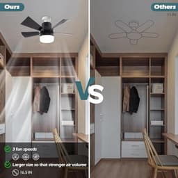 Plafondventilator met Verlichting en Afstandsbediening - Dimbare en Stille Ventilator voor Slaapkamer en Keuken — thumbnail 3