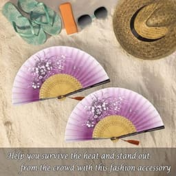 Opvouwbare handventilator voor dames - elegante bamboe zijden ventilator voor hete dagen, feesten en decoratie — thumbnail 3