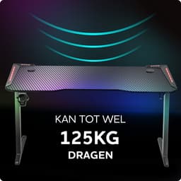 Unidesk Game Bureau met LED verlichting - 140x60x73 CM - Gaming Desk- Computer Tafel - Gaming Bureau - Inclusief Muismat- Zwart — thumbnail 2