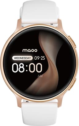 Maoo Ventura 2 - GPS Smartwatch Dames - AMOLED - Siliconen, Leren en Sportbandje - Stappenteller - Hartslagmeter - Slaapmonitor - Belfunctie - AOD - Multisport - Geschikt voor Android en iOS - Rosé Goud en Wit — thumbnail 2