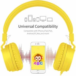 iPad Koptelefoon Kinderen - Hoofdtelefoon Kids Verstelbaar - On-Ear Volumebegrenzing - Geel — thumbnail 2