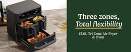 Cuisinart - Tri Zone 13,6 L Airfryer & Oven - 3 zones Heteluchtfriteuse (2x4,3 L + 5 L) - 9 functies - Sync Cooking - PFAS-vrije keramische coating - 2520 – 3000W - Zwart — thumbnail 9