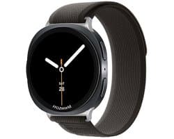 Stravo Trail Loop Nylon Sport bandje - Geschikt voor Samsung Galaxy Watch 8 (40/44mm) / 8 Classic (46mm) - Zwart/grijs - Zachte nylon horlogeband met klittenbandje voor Samsung smartwatch