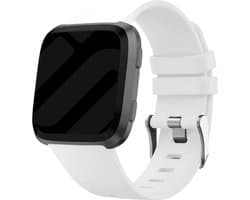 Siliconen Smartwatch bandje - Geschikt voor Fitbit Versa / Versa 2 silicone band - wit - Strap-it Horlogeband / Polsband / Armband - Maat: Maat S