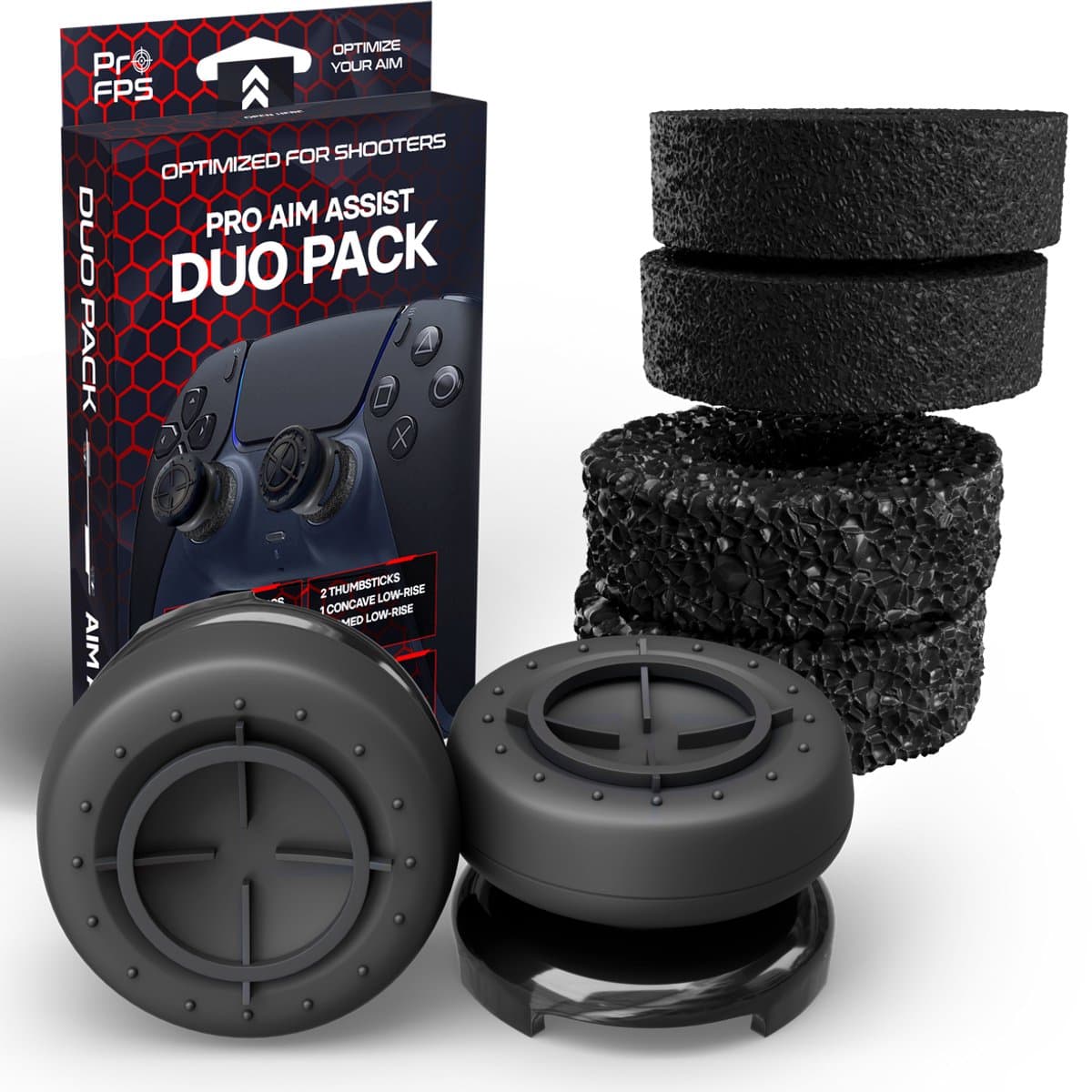 ProFPS Thumbsticks & Precision Rings Set - Geschikt voor PS5 - Zwart — afbeelding 1