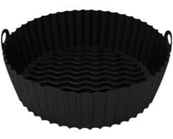 HipWare - Airfryer Siliconen mandje - Antiaanbaklaag - Vaatwasserbestendig - Rond - Zwart
