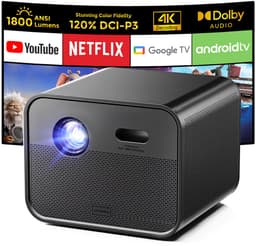 Ultimea Poseidon E100-projector, 1800 ANSI, native 1080P, 4K-decodering, automatische scherpstelling en 6D automatische keystone, actief 3D-beeld, 10 W*2 luidsprekers, Google TV — thumbnail 1